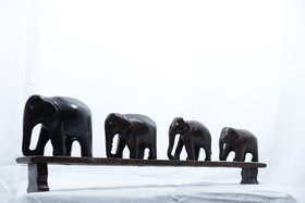 rosewood elephant family showpiece