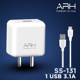 S4 ARH SS-131 1 Port USB 3.1A Wall Charger with 4 mm high Strenght Cable (Fast turbo Charger)