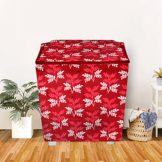E-Retailer Classic Semi Automatic Washing Machine Cover With Maroon Leaves  (Suitable for 6kg to 8 KG)