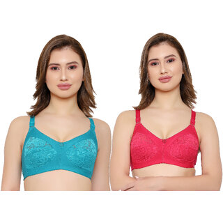 Buy KYODO Women's Full Coverage Wirefree Poly Cotton with Net Bra Online -  Get 70% Off