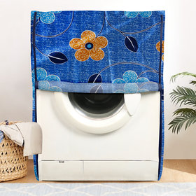 E-Retailer Classic Blue Flower Design Front Load Washing Machine Cover  (Suitable for 6KG to 8KG)