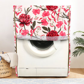 E-Retailer Classic Red Rose Flower Design Front Load Washing Machine Cover  (Suitable for 6kg to 8 KG)
