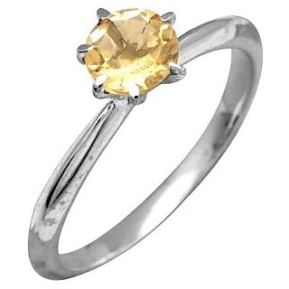                       CEYLONMINE certified yellow sapphire silver ring 5.50 ratti original  natural pushkar ring for women  men                                              