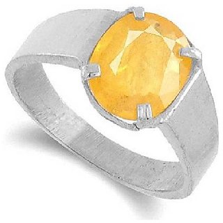                       CEYLONMINE natural yellow sapphire silver ring original  lab certified precious gemstone ring for unisex                                              