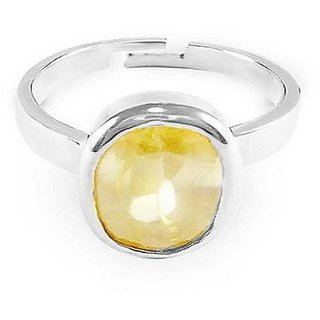                       CEYLONMINE Original Stone Yellow Sapphire 6.25 Ratti Stone Ring silver Certified Stone Pukhraj Ring                                              