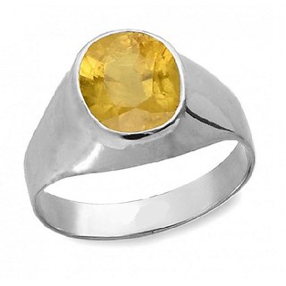                       CEYLONMINE original yellow sapphire ring 5.00 carat silver ring pukhraj gemstone for astrological purpsoe                                              