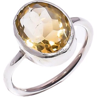                       CEYLONMINE natural yellow sapphire silver ring original  lab certified precious gemstone ring for unisex                                              