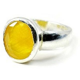                       CEYLONMINE pushkar ring natural precious gemstone 5.00 carat yellow sapphire silver ring for astrological purpose                                              