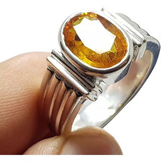                       CEYLONMINE Yellow sapphire Ring natural pukhraj                                              