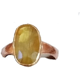                       CEYLONMINE Natural Yellow Sapphire silver Ring 100 original certified stone 6.25 ratti Pukhraj ring                                              