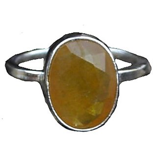                       CEYLONMINE original yellow sapphire ring 5.00 carat silver ring pukhraj gemstone for astrological purpsoe                                              