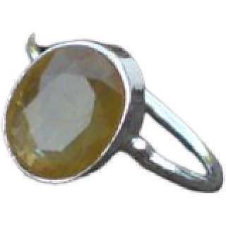                       CEYLONMINE pushkar ring natural precious gemstone 5.00 carat yellow sapphire silver ring for astrological purpose                                              