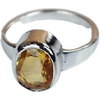                       CEYLONMINE Original Stone Yellow Sapphire 6.25 Ratti Stone Ring silver Certified Stone Pukhraj Ring                                              