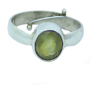                       CEYLONMINE pukhraj stone silver ring natural  original precious stone yellow sapphire ring for unisex                                              