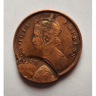                       1/4 anna dharstate 1887 victoria rani copper error coin                                              