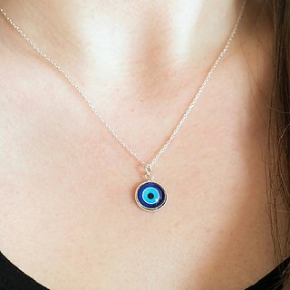                       CEYLONMINE Silver White Zircon Evil Eye Blue Pendant/Locket for Women                                              