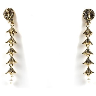 Goelsons Metal Oxidised Peacock Design Golden Color Latkan Earrings for Girls
