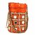 Attractive Partywear Orange Potli Bag With Beautiful Pearl Handle