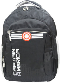 PROERA Black Captain America 25 Ltrs Waterproof Polyester School/College Bag (Unisex)
