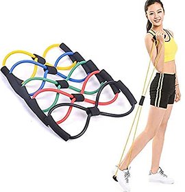 Liboni Resistance Tube With Foam Handles Stretchable Pull Rubber Rope Exerciser (Assorted Color)