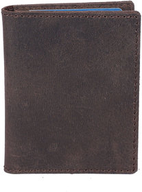BabjiMen Brown Pure Leather RFID Card Holder 4 Card Slot 0 Note Compartment