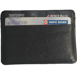 Men Black Original Leather RFID Card Holder 5 Card Slot 1 Note Compartment