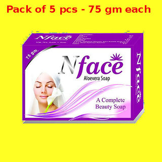                       N Face Aloevera soap (Pack of 5 pcs.) - 75 gm Each                                              