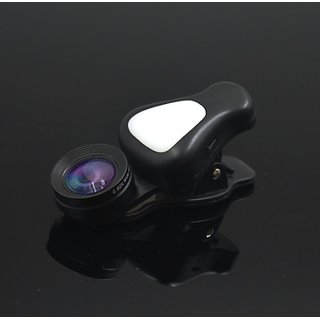 ZM-028 Universal 2 in 1 Fish Eye Smartphone Camera Lens Wide Angle Macro Flashlight Lens