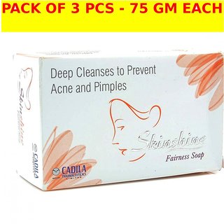                       Skin-shine Fairness Soap for Deep Cleanses to prevent Acne  Pimples ( Pack of 3 pcs.) 75 gm each                                              