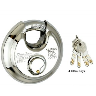 Buy SONICA 14 PINS DISC STAINLESS STEEL SHUTTER LOCK 90 MM WITH 4 ...