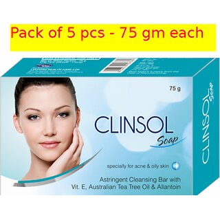                       clinsol soaps for spots acne(Pack of 5 pcs.)75 gm each.                                              