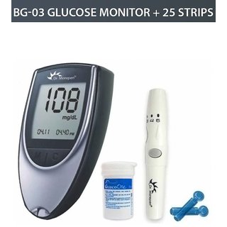 Dr Morepen Glucose Monitor + 25 Test Strips BG-03 (Grey Color)