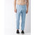 Fashlook Sky Blue Slim Fit Casual Trousers For Men