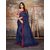Sutram Lycra Navy Blue Lace Bordered Saree with Unstitched Blouse Piece