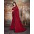 Sutram Lycra Maroon Lace Bordered Saree with Unstitched Blouse Piece