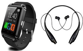 Bushwick Presents  U10 Bluetooth Android  IOS Smartwatch With HBS Music  Talking Bluetooth Headphones.
