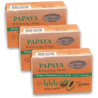                       RDL Papaya Whitening Soap (Pack Of 3, 135g Each)                                              