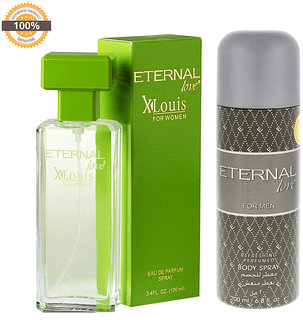 Eternal Love Eau De Parfum Xlouis Women, 120ml + Eternal Love Body Spray Men, 200ml