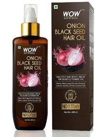 WOW Skin Science Onion Black Seed Hair Oil - Controls Hair Fall - No Mineral Oil, Silicones  Synthetic Fragrance - 200
