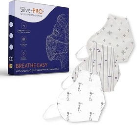 SilverPRO Mask (Family Pack ) Organic Cotton , 30 washes, Anti-Viral and Anti-Bacterial, Reusable, Washable, Breathable