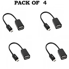 Pack of 4 Micro USB OTG Cable for OTG Supported Tablets and Mobiles