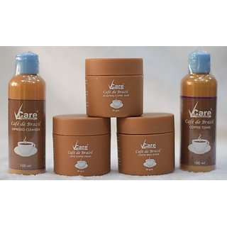 Buy Vcare Coffee Facial Kit With mask, cream, scrub, cleanser toner ...