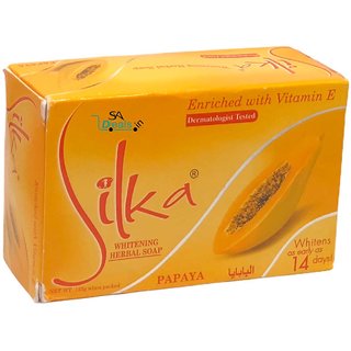SILKA Herbal papaya Enriched Soap For Anti Wrinkle And Skin glow Soap 135g SILKA Herbal papaya Enriched Soap For Anti Wrinkle And Skin glow Soap 135g