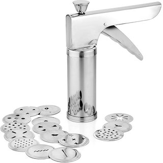 Stainless Steel Kitchen Press with 12 Different Jali (Idiyappam and Sev Maker)