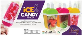 Kulfi Maker Mould,Popsicle Moulds, Ice Candy Maker, Plastic Frozen Ice Cream Mould Tray of 6 Candy with Reusable Stick