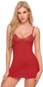 PYXIDIS Viscose Fabric and Lace Babydoll Dress with Panty for Women and Girls