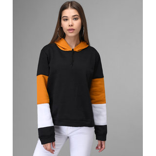                       RBT- BLACK WHT @ MUSTRD STRIP  HOODED SWEATSHIRT                                              