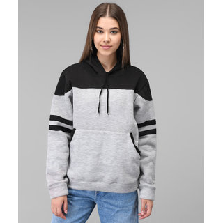                       Raabta Fashion Women Grey Hooded Fleece Sweatshirt                                              