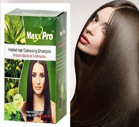 MaxxPro Hair Darkening Shampoo - Natural Repair Gray White Hair Color Dye Treatment (10 Pouches) FREE SHIPPING