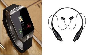 Bushwick Presents DZ12 Smartwatch With SIM Slot, Memory Card Slot With HBS Music  Talking Bluetooth Headphones.